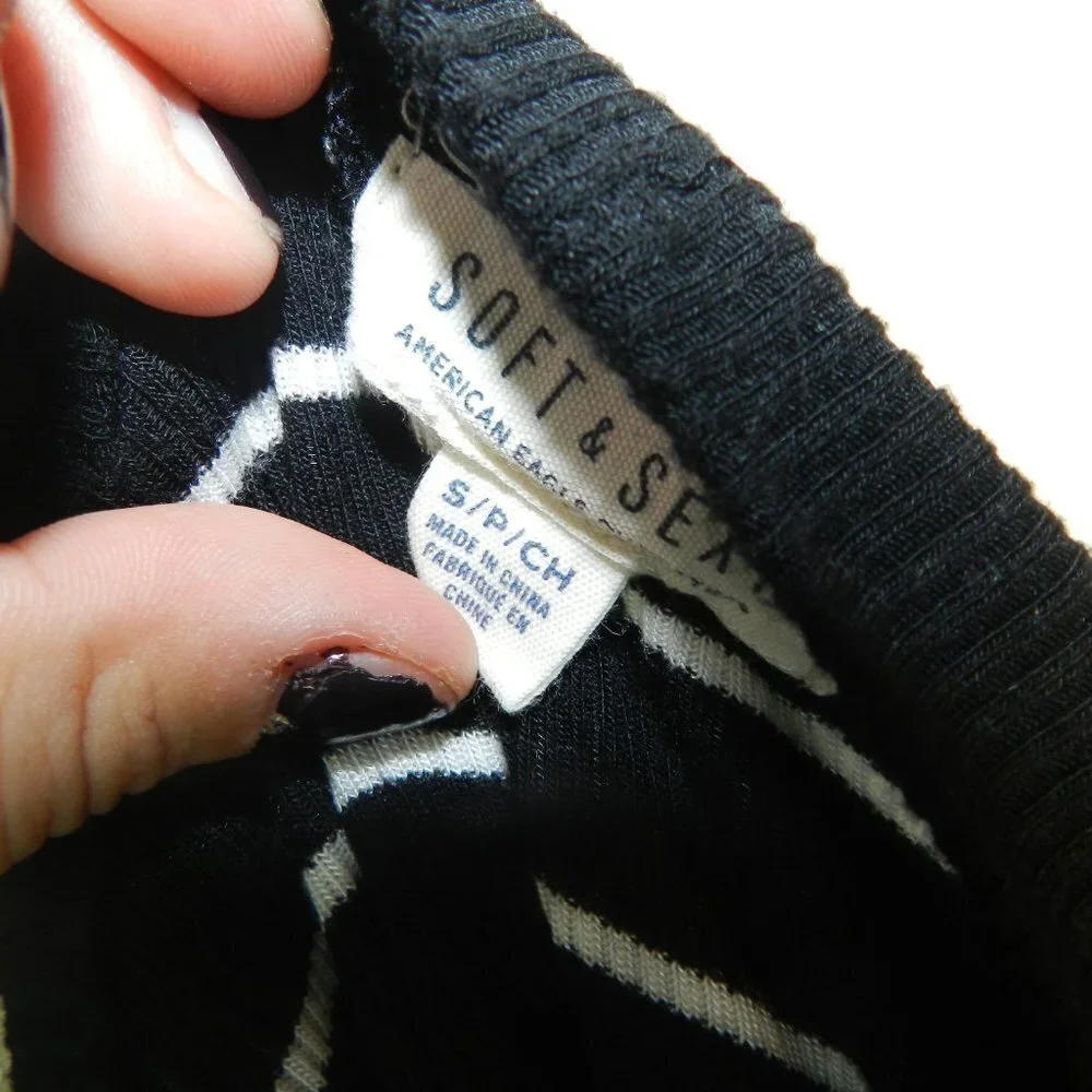 American Eagle Outfitters Soft Sexy Womens Black And White Striped Dress Size S - Picture 5 of 6